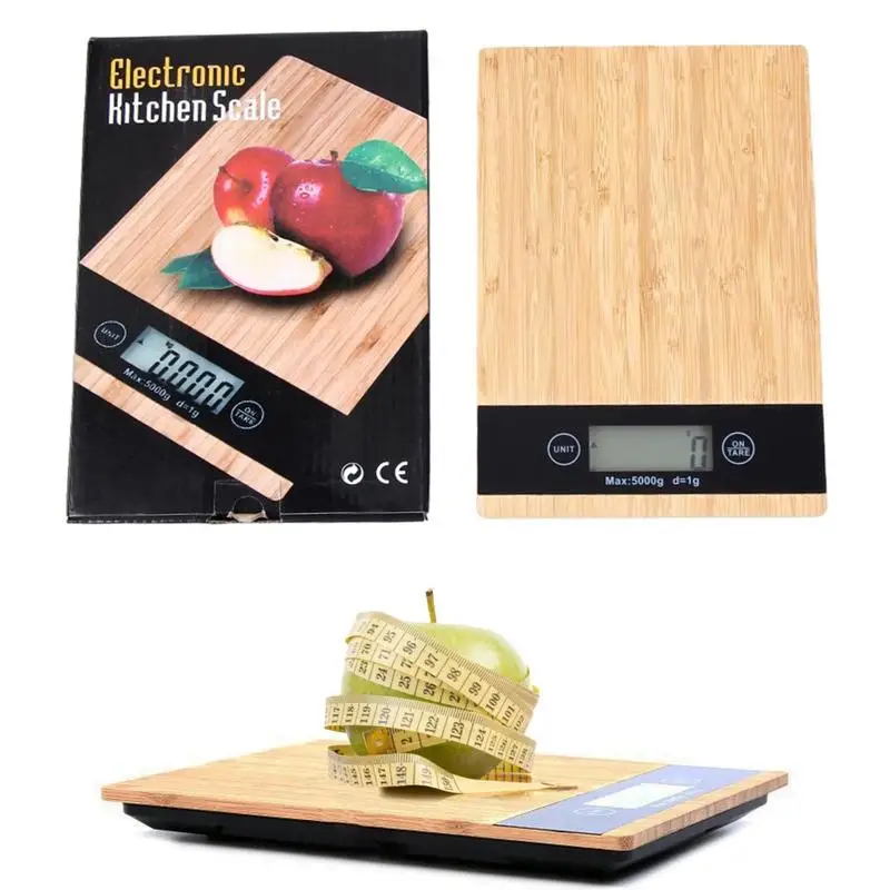 Kitchen Scale Bamboo LED Display For Cooking Baking Food Scale Digital Weight Grams And Oz Kitchen Accessories