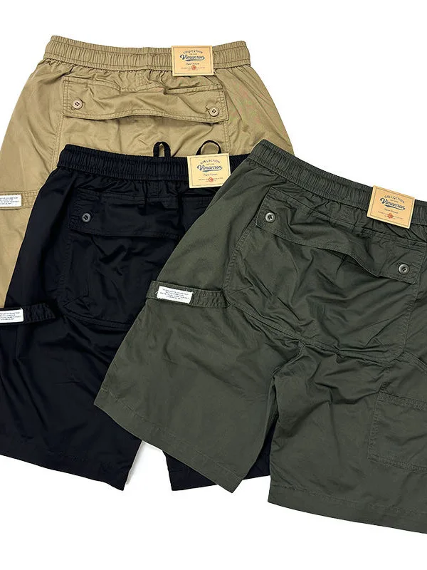 

Summer Men's Cotton Workwear orts with Large Ba kets Straight Leg Loose Fit Five-Quarter Length Wear-Resistant Casual ...