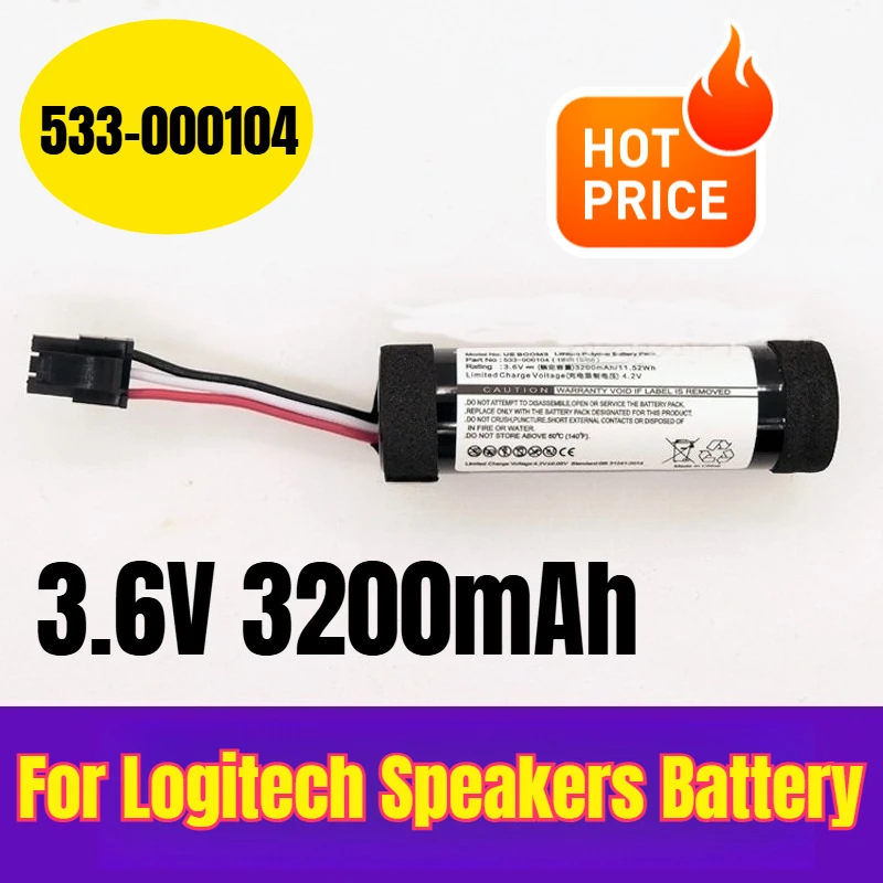 

533-000104 3.6V 3200mAh Battery for Logitech Speakers