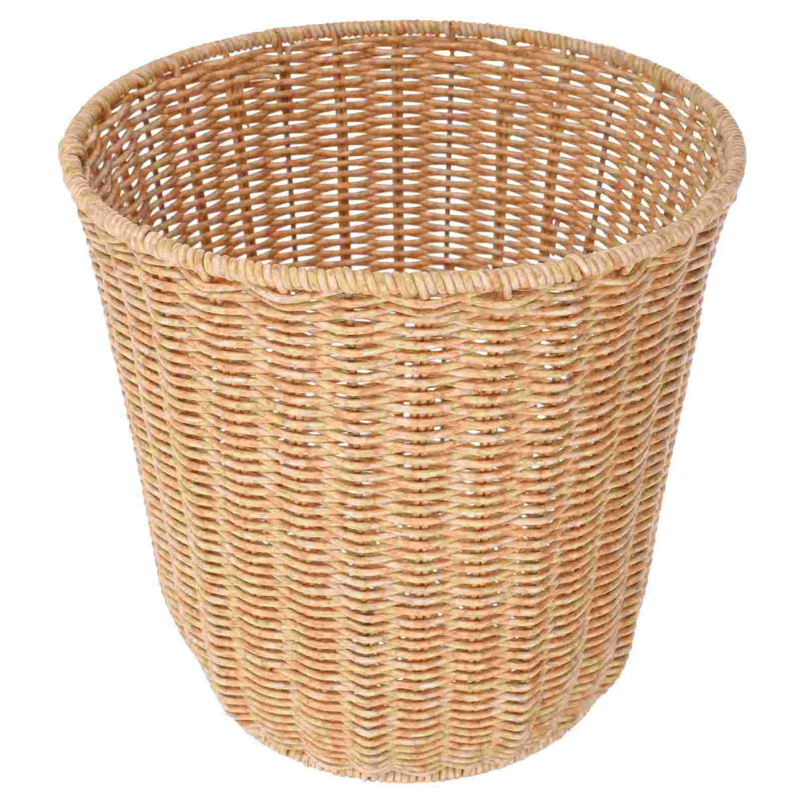 

Trashcan Storage Basket Waste Small Paper Desktop Toy Sundries Woven Imitation Rattan Bins Office