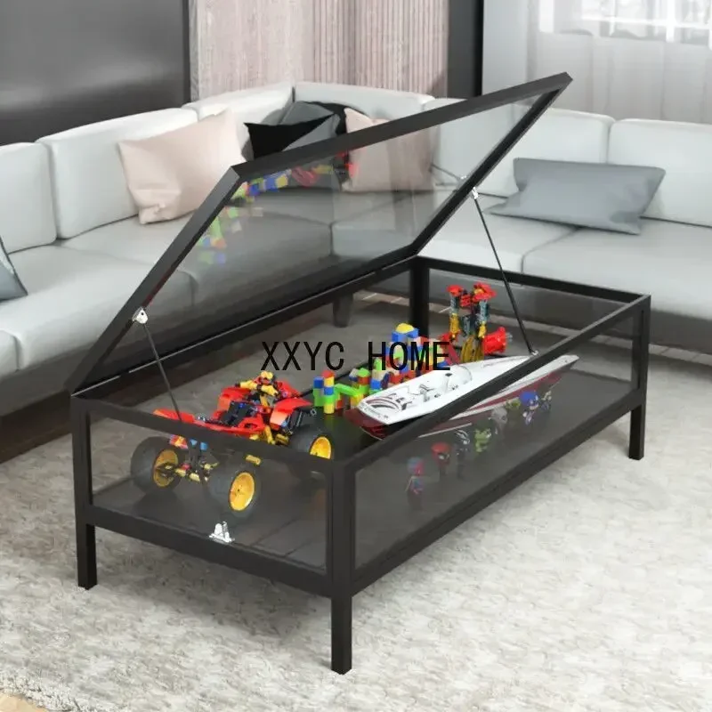 Customized Nordic coffee table, living room, household tempered glass small unit, LEGO handheld storage and display cabinet