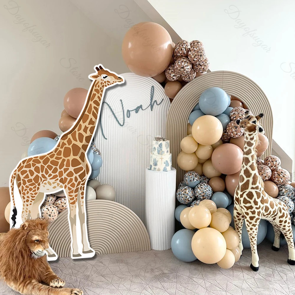 Giraffe Zebra Cutout Mosaic Board 18/36Inch Height Zebra Giraffe Cutout for Jungle Safari Animal Birthday Baby Shower Decoration