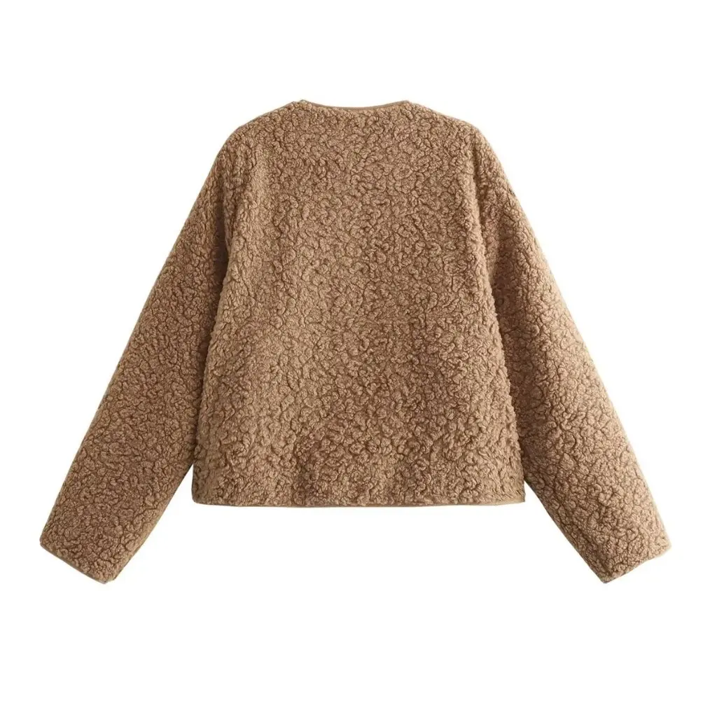 

Women's Short Jacket Coat Particle Lamb Wool Fleece Warm Loose Fit Autumn Winter New European American Style