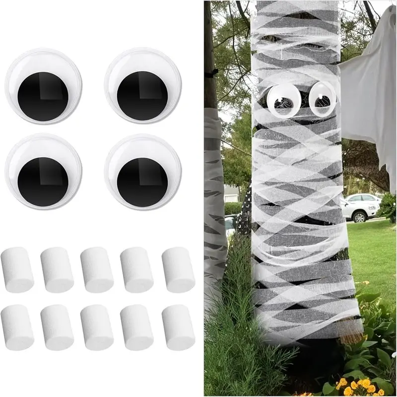 ชุดตกแต่งสวนฮาโลวีน BAAG สำหรับงาน DIY ประกอบด้วยผ้าพันแผลตาข่าย และสติกเกอร์ตาข่ายลายดวงตาสยองขวัญสำหรับต้นไม้