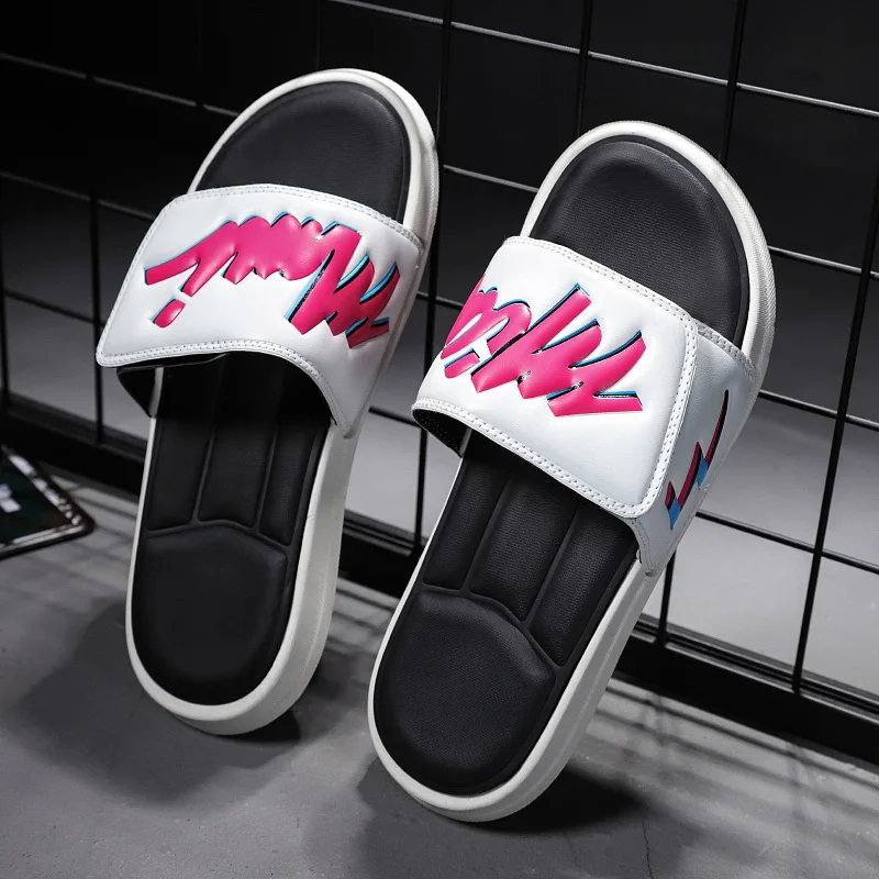 Chinelo de Basquete Magic Tape Unissex com Sola Macia, Calçado Casual Slip-On Miami Heat para Casais, Design One-Word James I...