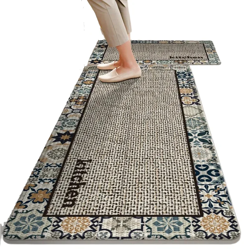 2026 New Trendy Kitchen Floor Mat, Non-Slip Oil Resistant Wash Free Water & Oil Absorbent Special Foot Rug for Kitchen