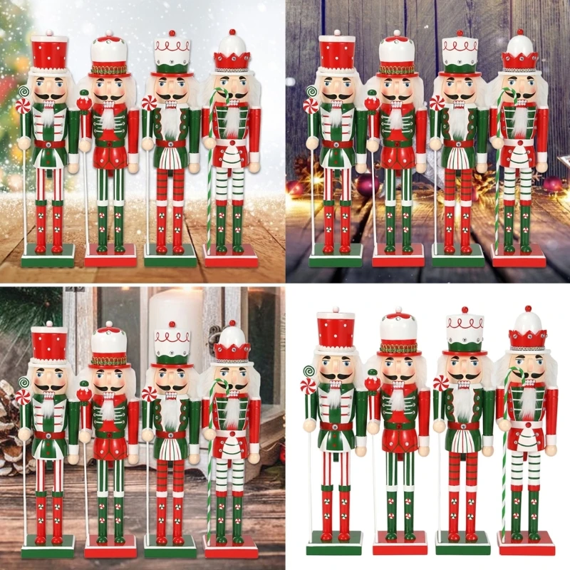 Nutcrackers Figurine with Candy Ribbon Scepter Unique Nutcrackers Decorative Figure with Candy Motifs for Office Homes