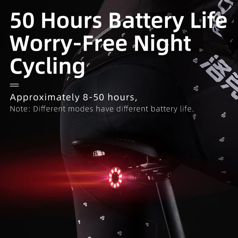 ROCKBROS Q1 Bike Tail Light USB Charging Rainproof Bicycle Rear Light Cycling Lamp 7 Color Warning