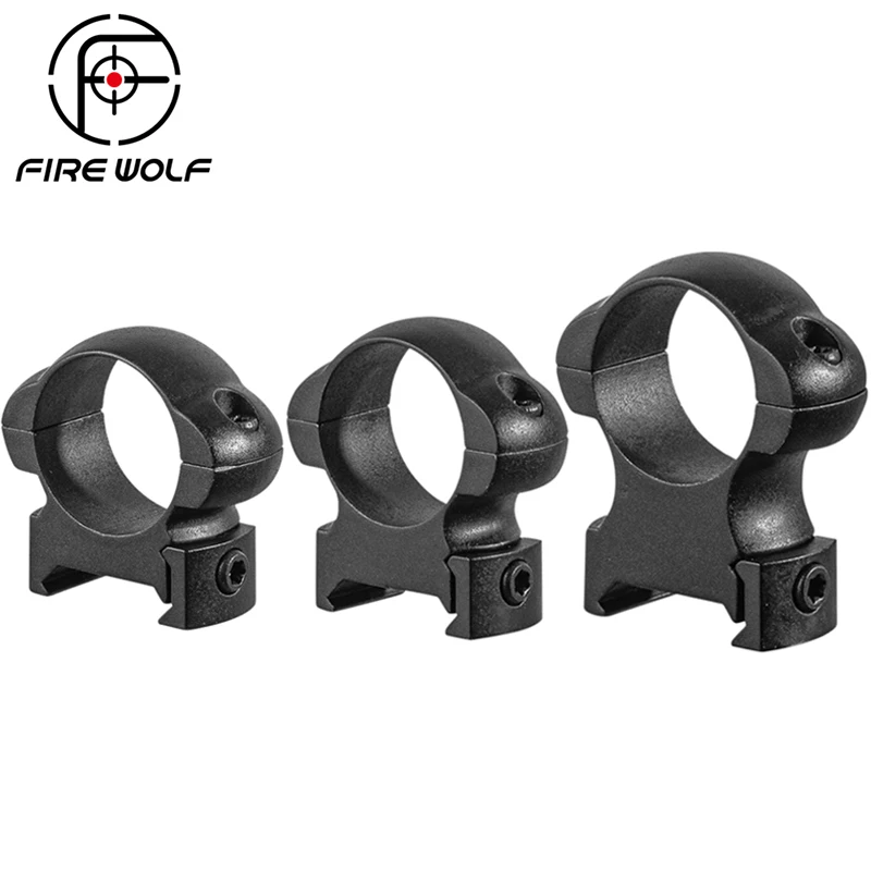 FIRE WOLF 2Pcs /Set Steel Scope 25.4mmRings  Low Medium High Profile For 20mm Rail Hunting Scopes Ring Mount