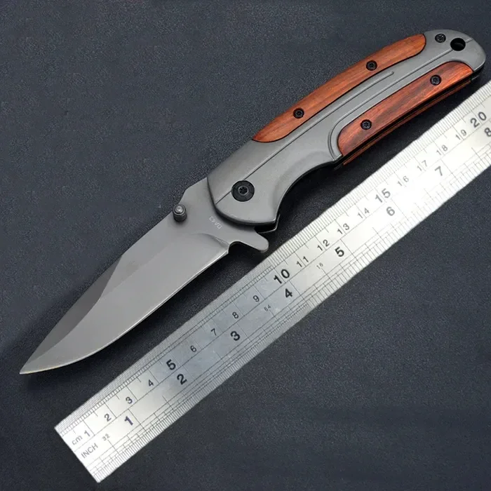 

High Quality DA43 Folding Titanium Knife 3Cr13 Blade Fast Tactical Survival Knives Camping Pocket Tools with Steel&Wood Handle