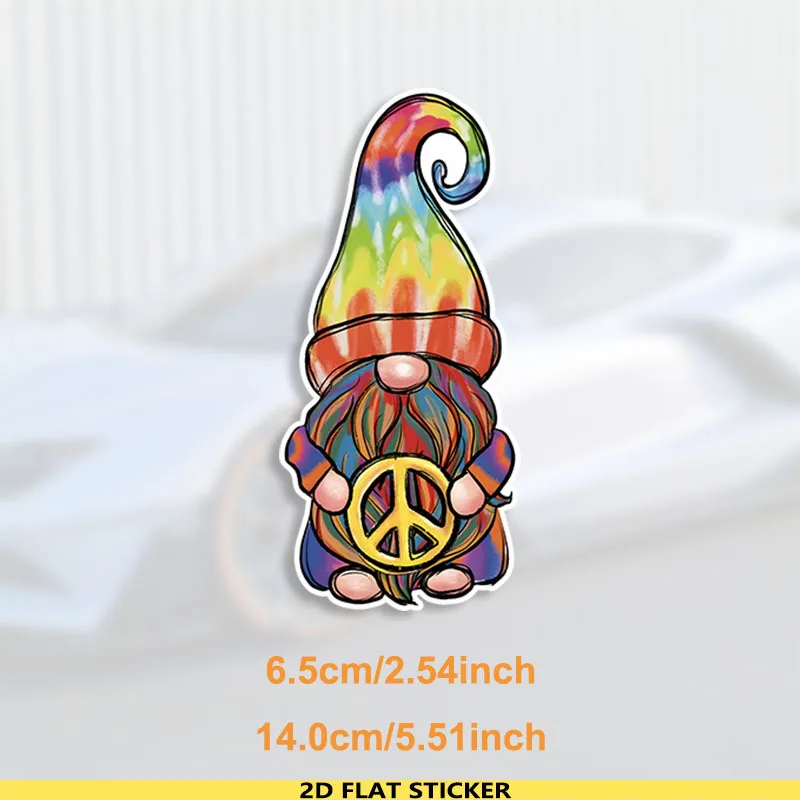 Hippie Dwarf Peace Vinyl Sticker, PET Waterproof Self-Adhesive Decal for Car Laptop Bathroom Decor
