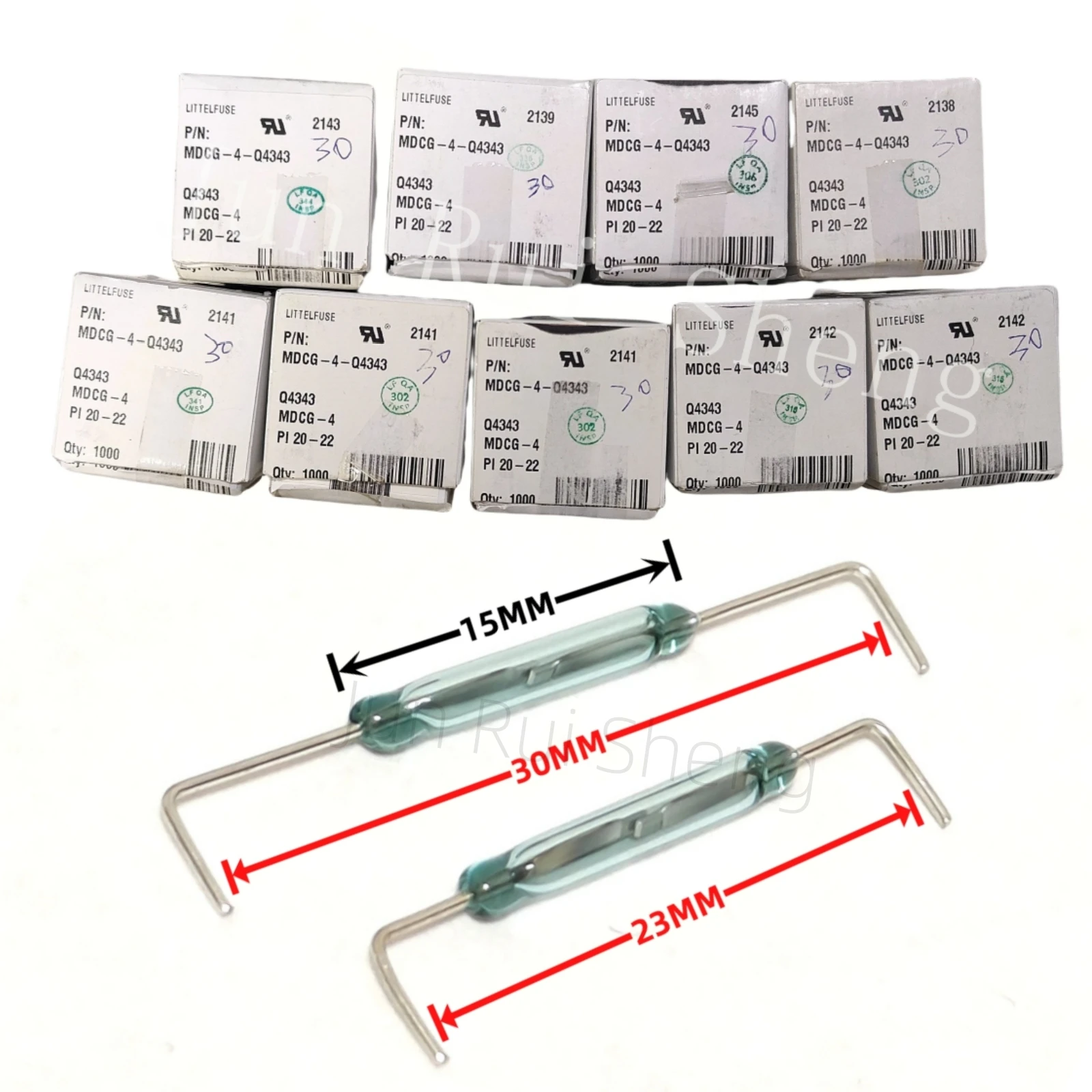 10PCS Original MDCG-4 Glass Reed Switch 0.5A 10W Foot Spacing 23/30MM Normally Open NO 2*15MM Magnetic Contact Induction Sensor