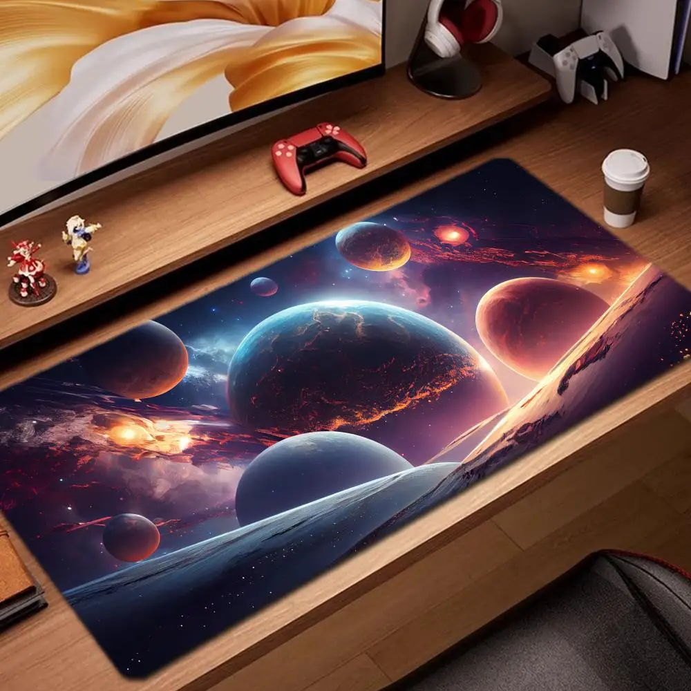 

Коврик для мыши Planet, игровые аксессуары, коврик для клавиатуры, XXL, большой запирающий край, настольный коврик 900X400 мм, игровой коврик для мыши