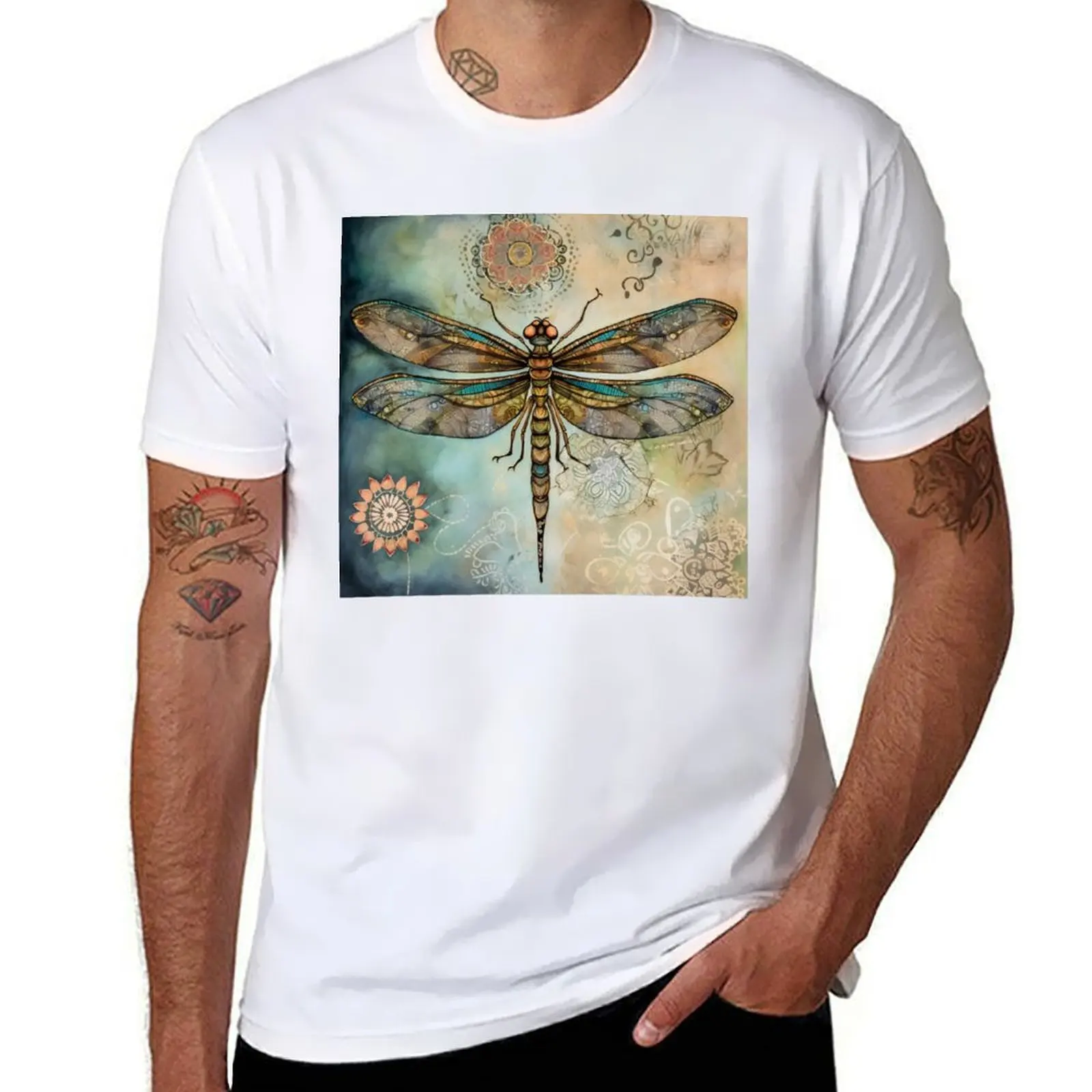 

Dragonfly Shirt, Boho Style Dragonflies hoodie T-Shirt Light Athletic Short Sleeve Tee Shirt