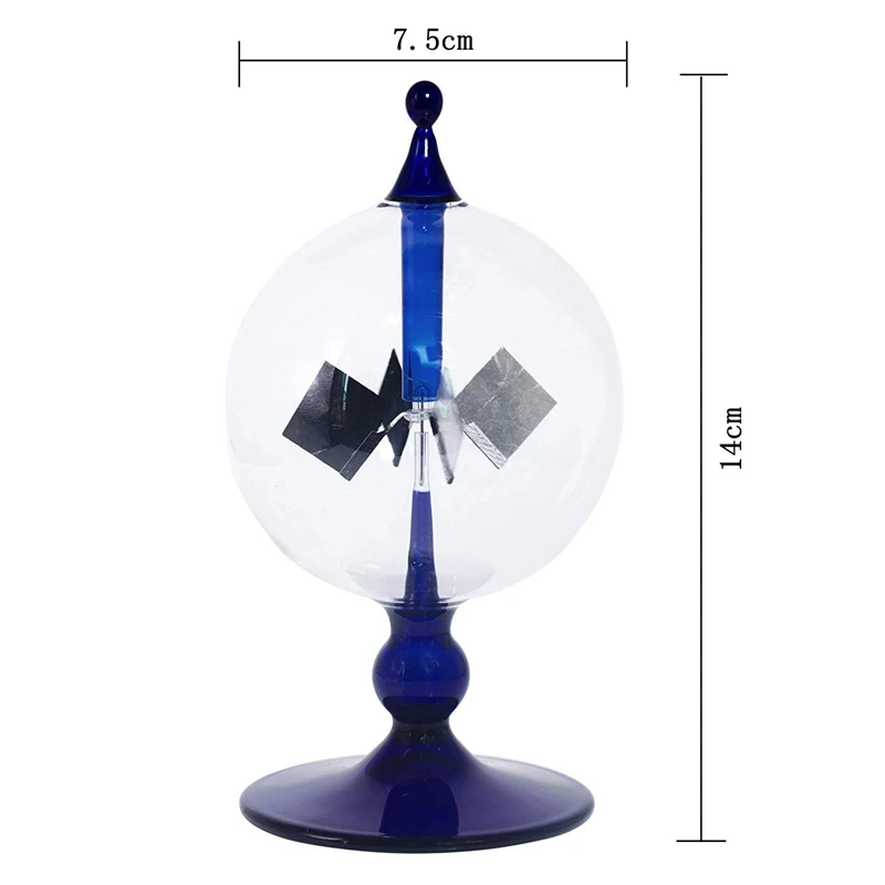 Blue Solar Power Radiometer Sunlight Energy Crookes Spinning Vanes Windmill Gift Home Desk Decoration