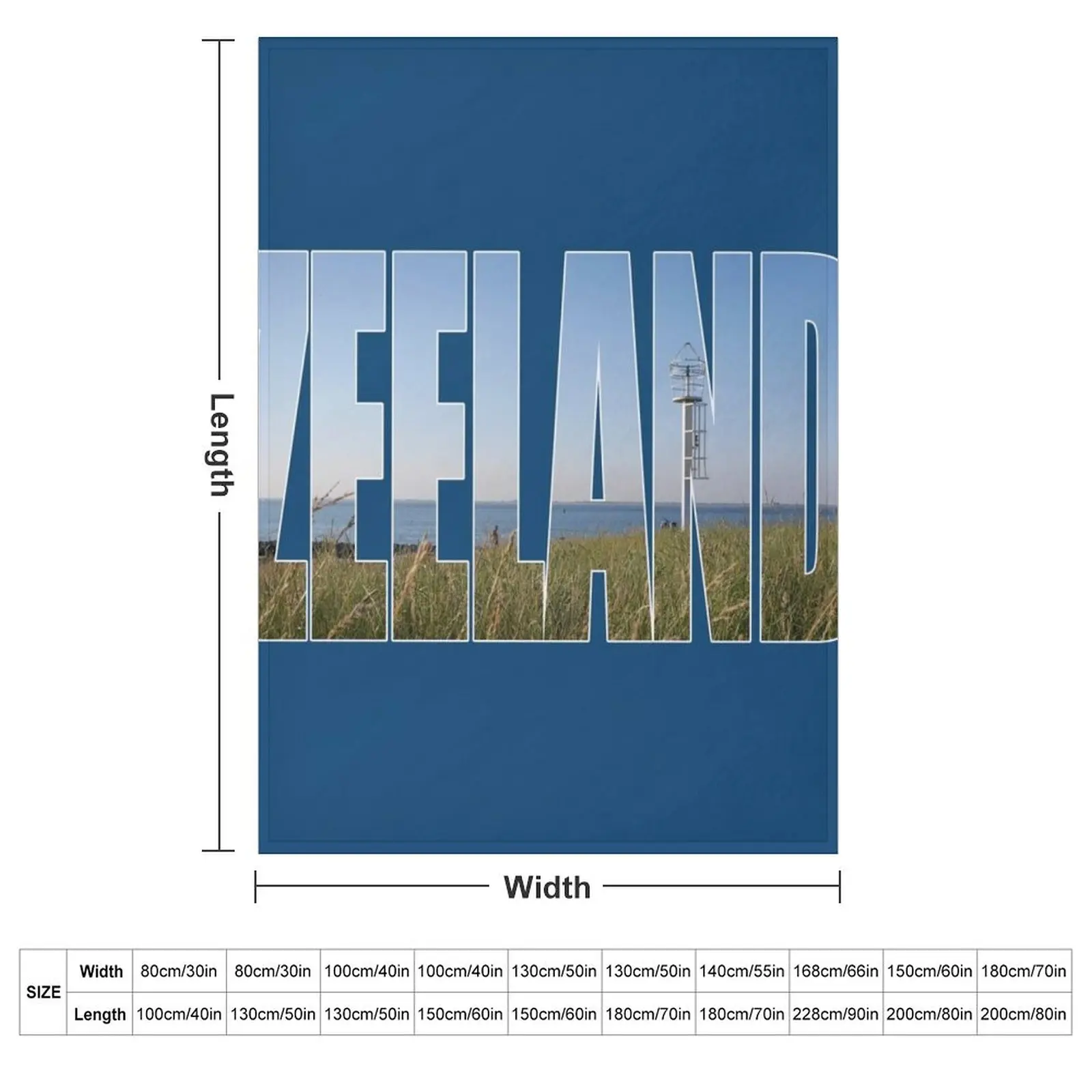 Text Zeeland with overlay of a land and sea landscape in a photo of zeeland in the Netherlands Throw Blanket