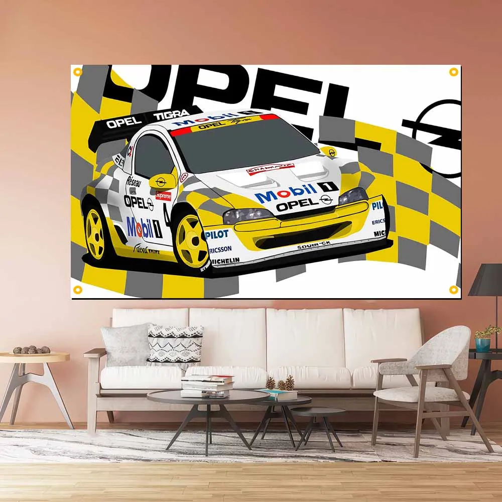 FLAGap 3x5FT 90X150CM Opels Motor Sport Metal Logo Flag applicable to Garage or Outdoor For Decoration