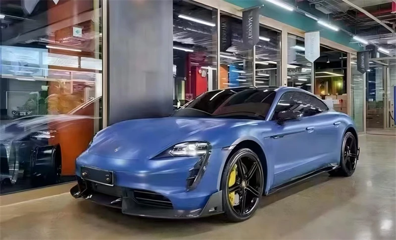 For Porsche Taycan 2019-2024 ReaI Carbon Fiber Side Skirts Extensions Lips Spoiler Body Kit