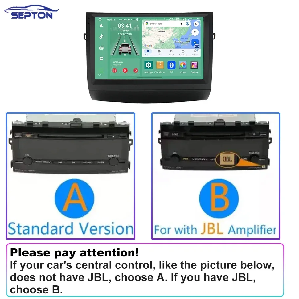 SEPTON Android Car Radio For Toyota Prius 20 2003-2009 Multimedia Video Player GPS Navigation Stereo BT HU 8+256G 8core 4G 2 Din