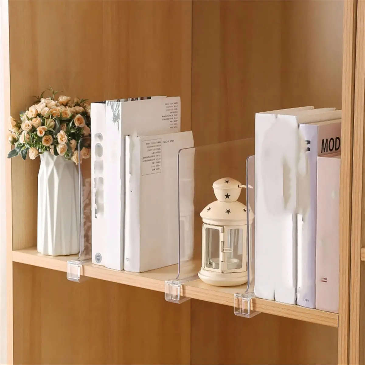 Clear Closet Shelf Bookcase Divider Home Use Wardrobe Shelf Bookcase Divider Baffle Commodity Storage