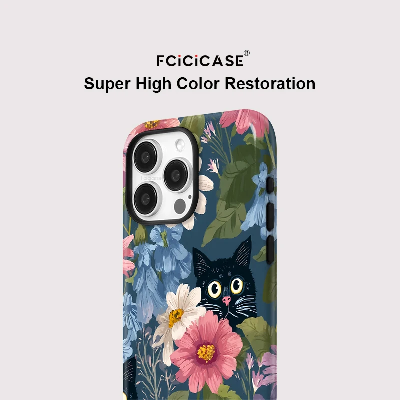 Fcicicase 2 IN 1 magnetisch für Magsafe Flower Hülle für iPhone 16 15 Plus 14 13 Pro Max 12 11 stoßfeste Acryl-TPU+PC-Abdeckung