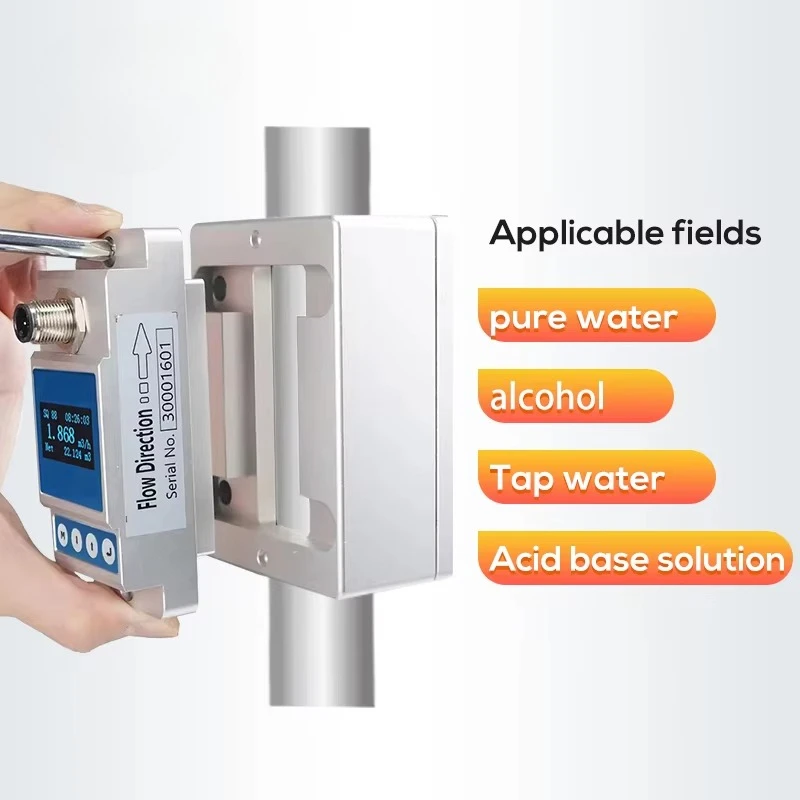 Flow Meter Ultrasonic Pure Liquid Acid Alkali Liquid Flowmeter with Data Storage Function 4-20mA RS485