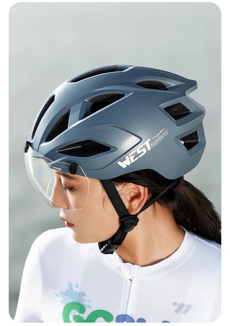 WEST BIKING Fahrradhelm mit magnetischem Visier, leichter Rennradhelm, 16 Belüftungsöffnungen, Insektenschutz, große Größe, Unisex, mehrfarbig – Detail 16