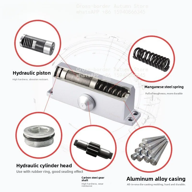 Door closer Hydraulic buffer 90 degrees Household solid wood door surface-mounted automatic door closer, load-bearing 45-65KG