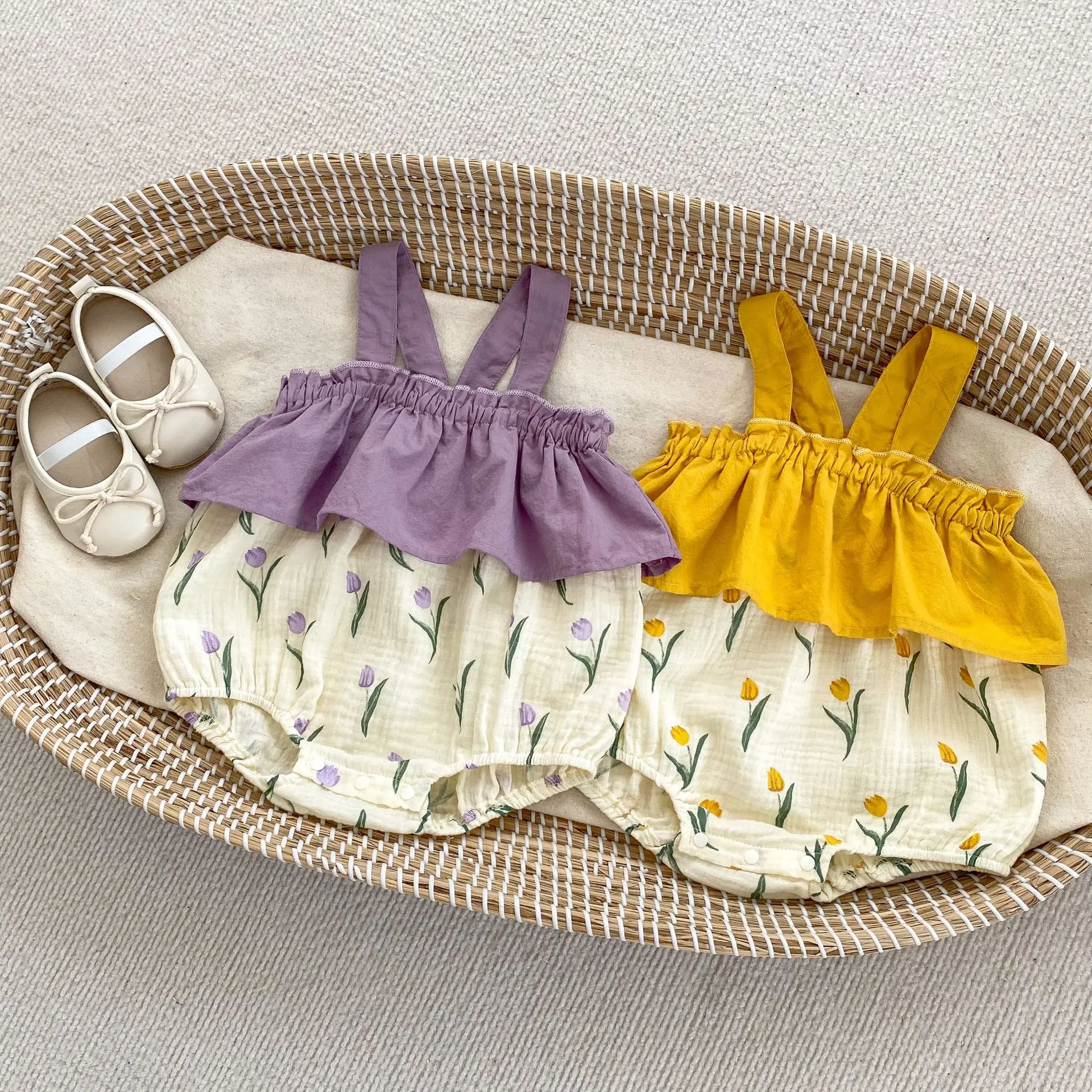 0-24M Newborn Kid Baby Girl Summer Clothes Cotton Flower Baby Romper Sleeveless Jumpsuit Cute Sweet Princess Outfit