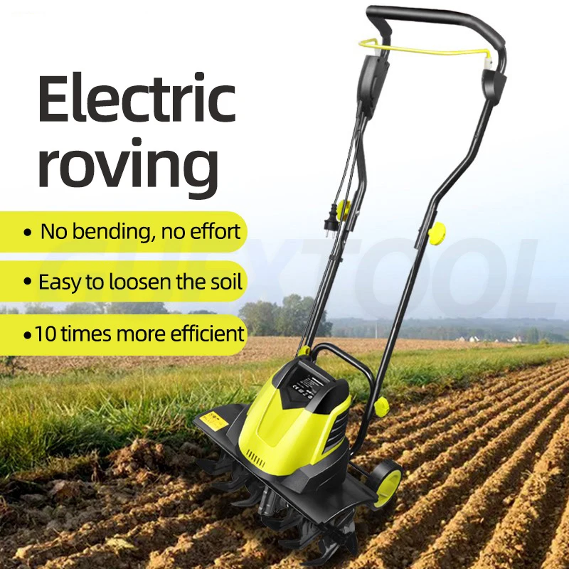 Electric Scarifier Micro-tiller Land Ploughing Machine Household Land Dig Cultivator Multifunctional Agricultural Rotary Tiller