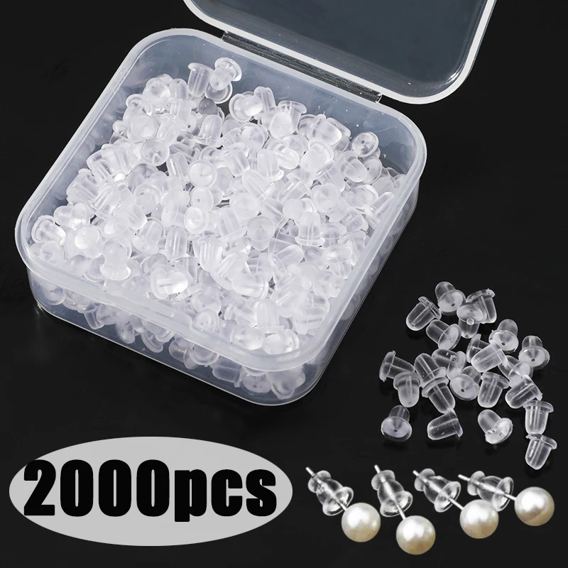 500-2000pcs DIY Transparent Silicone Head Ear Studs Plugs Earring Findings Anti Falling Stoppers Earstud Ear Stopper Accessories