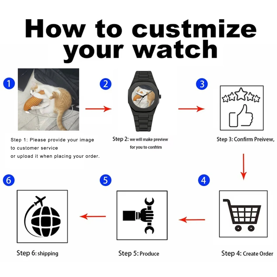 Custom Watch for Men PC Case Personalized Image Minimalist Black Watch Customization Fashion Casual Quartz Wristwatch