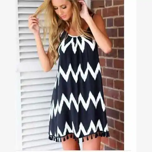 Zomer Nieuwe plus Size Golfpatroon Kwastje Sexy Strand Dr Band Hoge Taille A-lijn Rok Koreaanse Sle Pendelen Katoen Dr