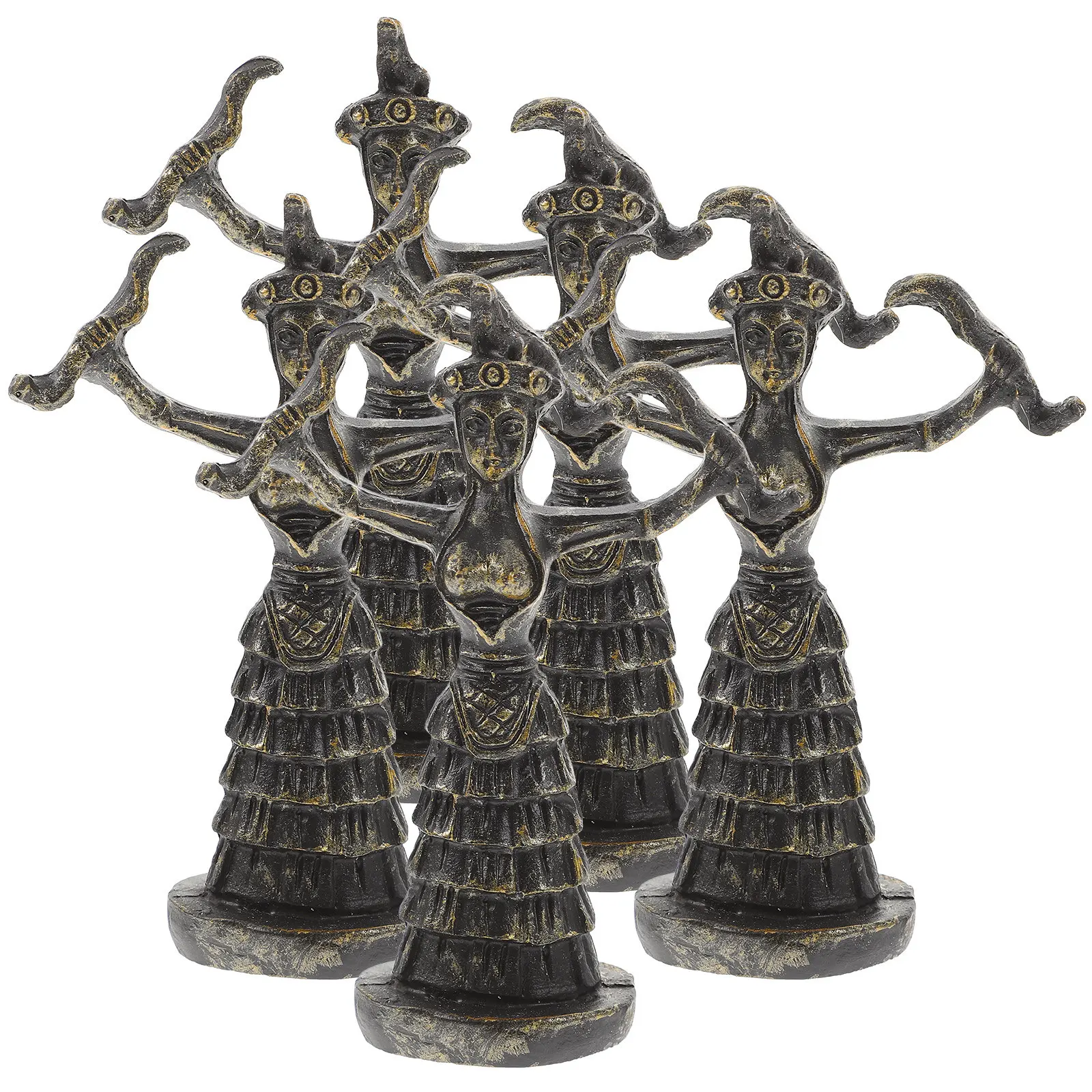 5Pcs Ancient Female Statue Resin Goddess Ornament Decorative Desktop Art for Hotel Office Statue Decor