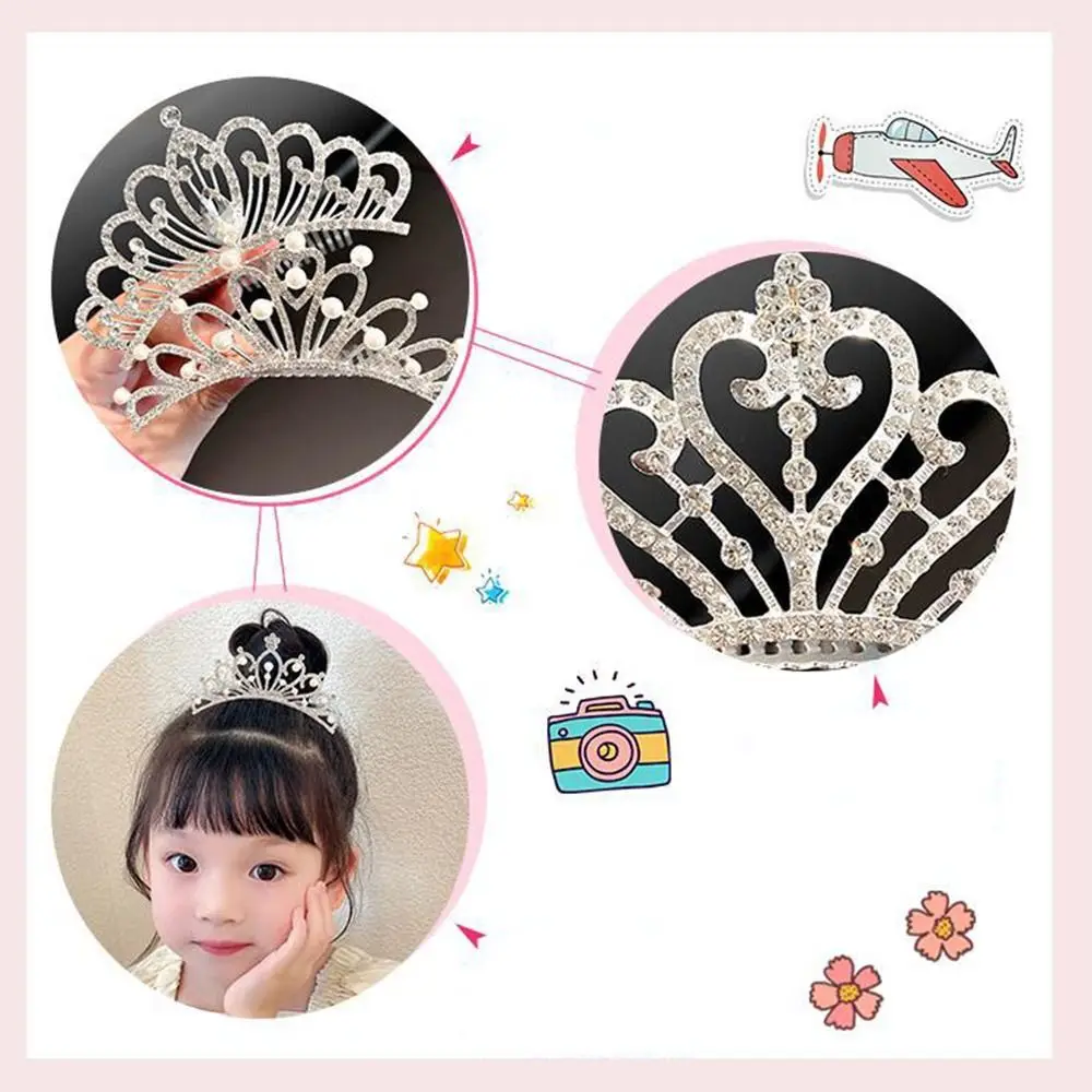 Cosplay pros estilo coreano hairpin presentes de aniversário crianças meninas pente de cabelo strass hairpin princesa tiaras coroas de cristal