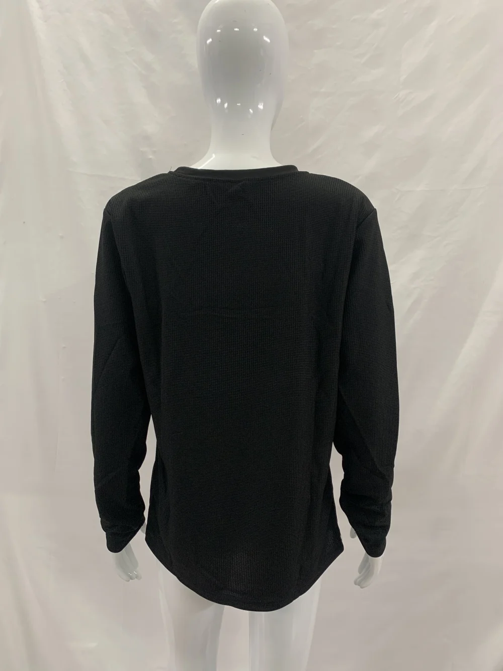 Men Women Crew Neck Long Sleeve T‑Shirt Loose Fit Side Slit Hem Basic Pullover Top Casual Daily Street Home Wear