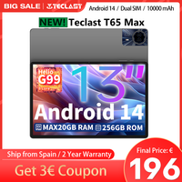 Teclast T65 Max 13 inch MTk Helio G99 MT6789 Android 14 tablet (8GB + 12GB expansion) 20GB RAM 256GB ROM 10000mAh double SIM 4G LTE 1920x1200 GPS Widevine L1 for Netflix