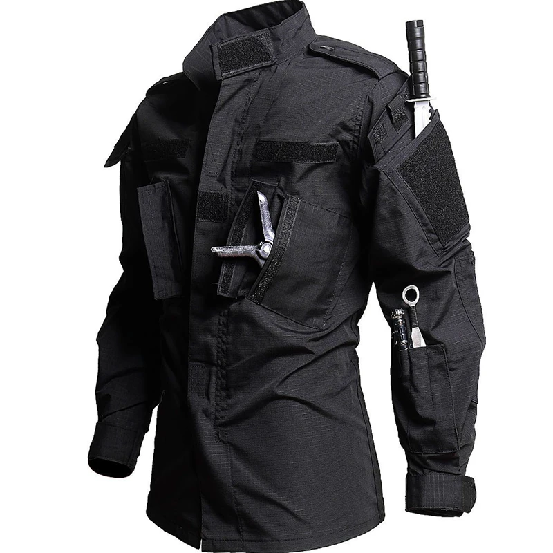 Special Forces Outdoor Combat Training Set Men Spring Solid Color Wear Resistant Tactical Suit Camping Hiking Hunting Uniform