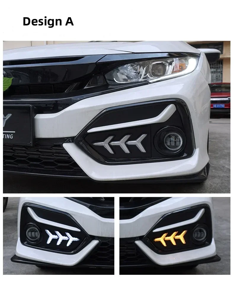 MRD for Honda Civic 2021 Daytime Running Light Front Bumper DRL Civic 10 Gens with Three Colors Factory Directly Supply