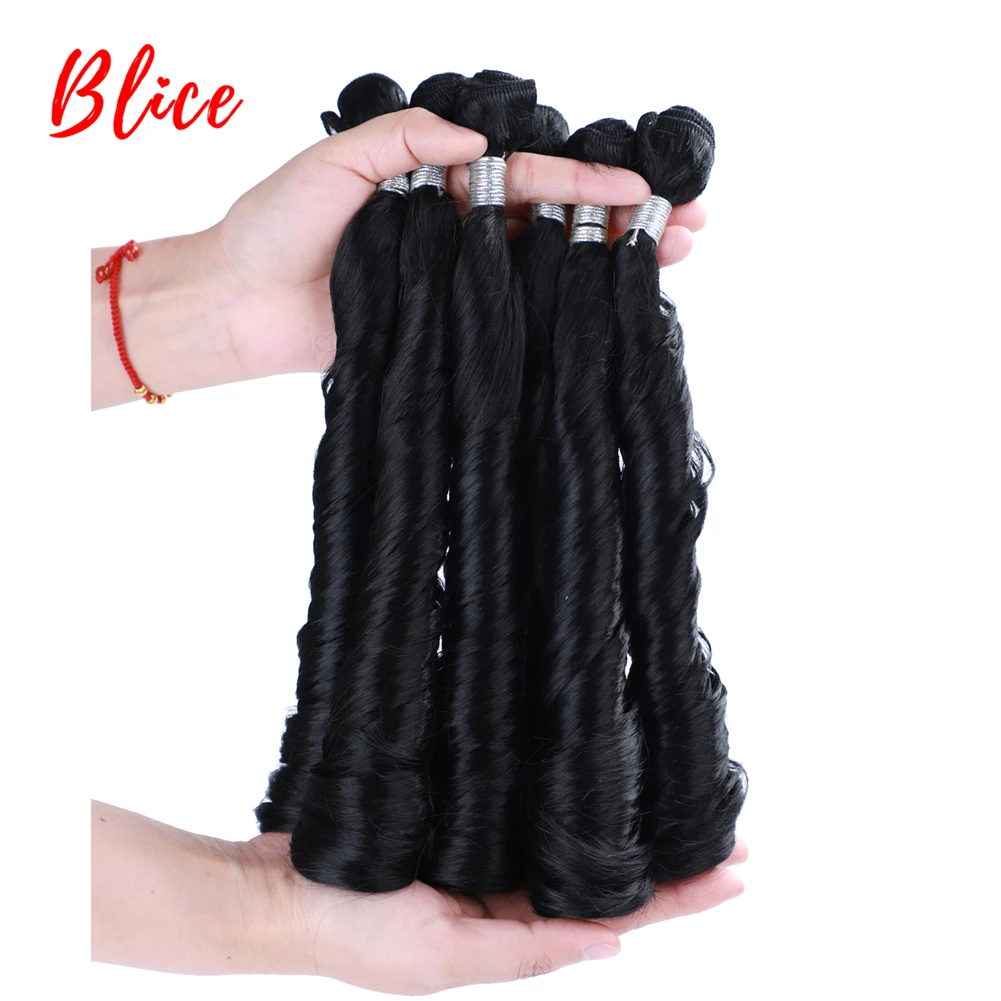 

Blice Synthetic Hair Extension Loose Curly With Weft Weaving 1B# Black Wavy 6PCS/Lot Bundles 18"20"22Inch French Curly