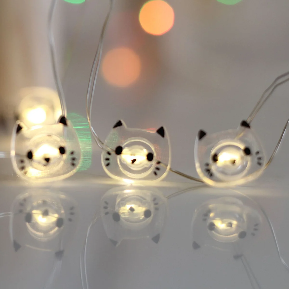 

1 pc Small Night Light 20 Led Cat String Lights Cute Animal Decor For Indoor Outdoor Party Halloween Home Bar Lighting