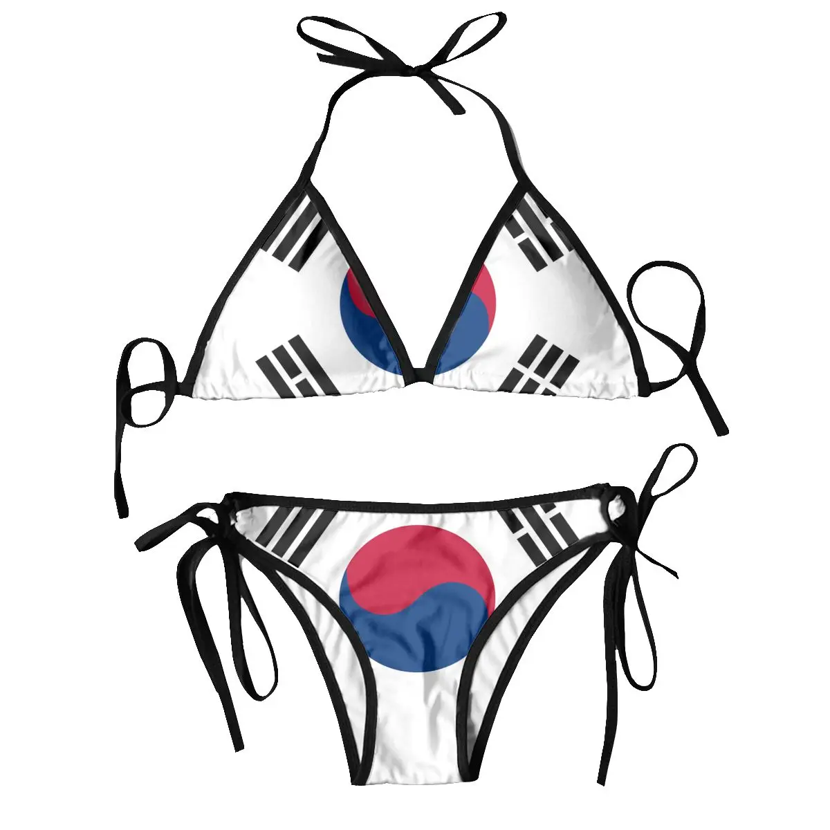 Women's Sexy Bikini Swimsuit, Push-up Swimwear, Korean Flag Bathing Suit, Beachwear, Brazilian, 2 Pcs