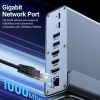 15 in 1 USB C Docking Station 4K HD Vertical Hub with Triple Monitor RJ45 1000M,USB 3.0/2.0,PD 3.0,SD/TF,Audio 3.5 for Laptop PC