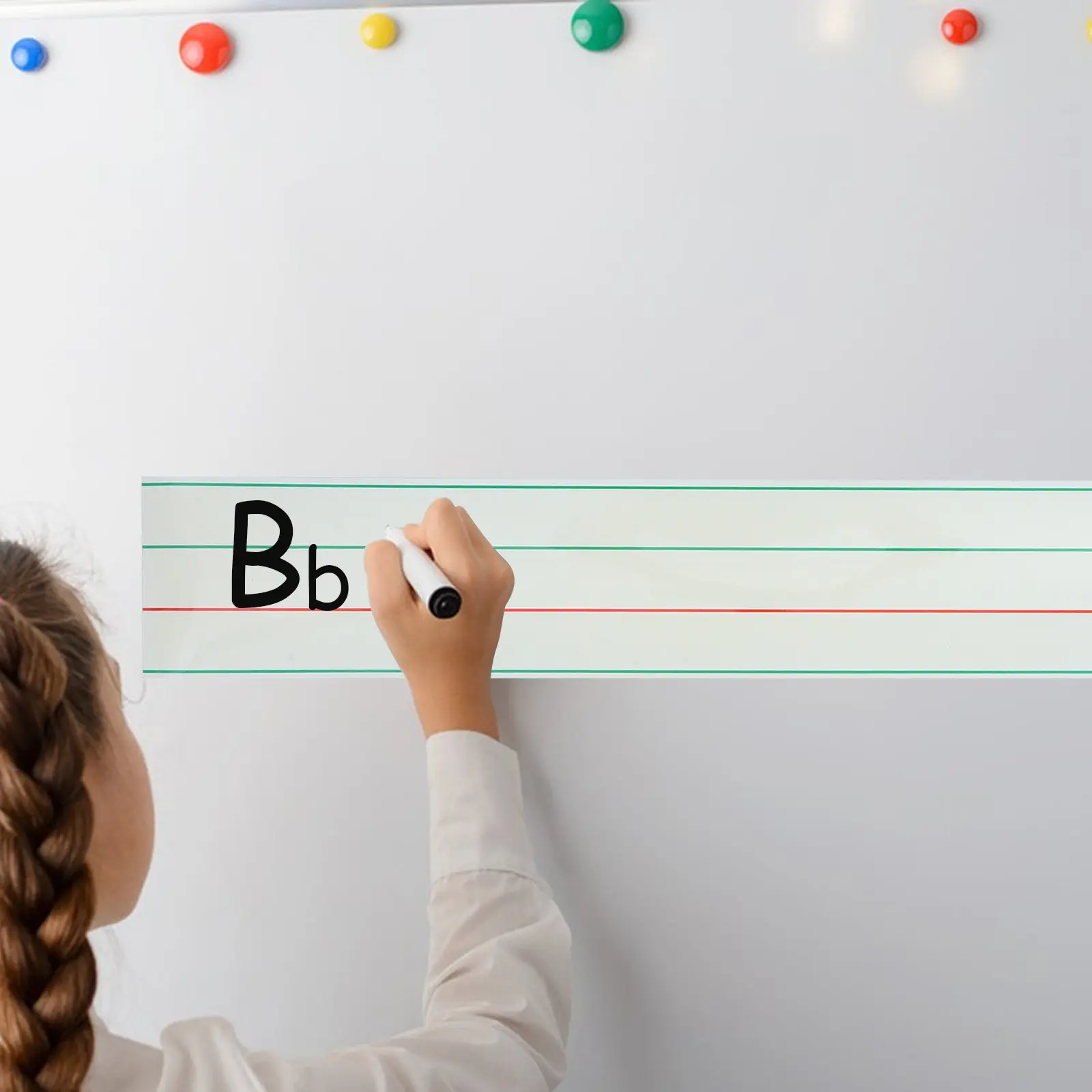 English Letter Writing Magnetic Whiteboard Sticker Red Four-Line Three-Grid Dry Erase Reusable Classroom Homeschool Fridge