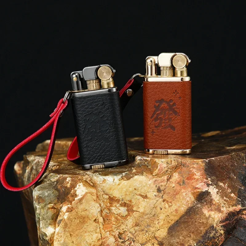 CHIEF Mini White Copper Arm Lifting Open Flame Kerosene Lighter Outdoor Leather Rope Portable Grinding Wheel Igniter Lighters