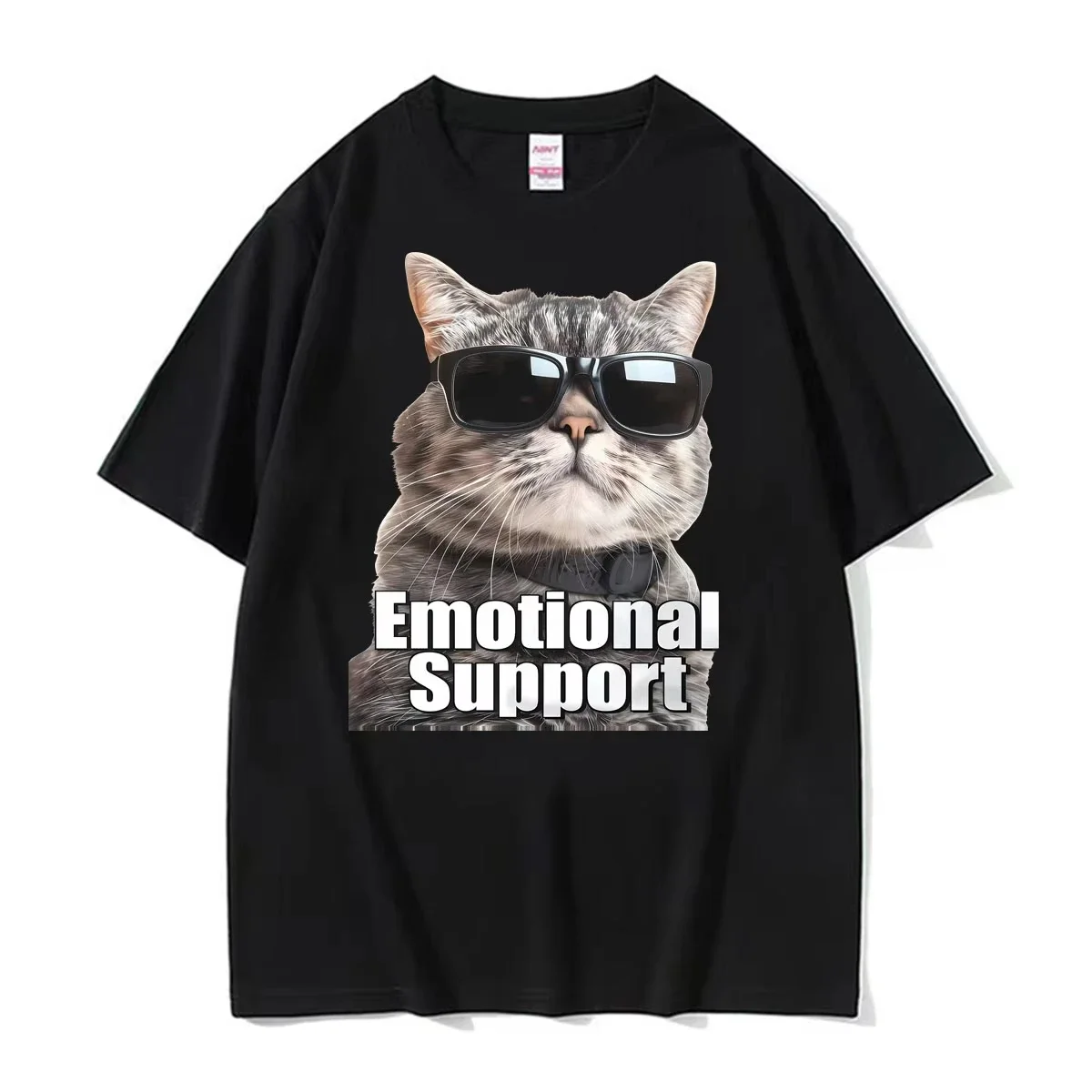 Funny Cat Emotional SupportS Cool with Sunglasses T Shirt Women Vintage Trend T-shirt Casual Oversized High Quality T Shirts