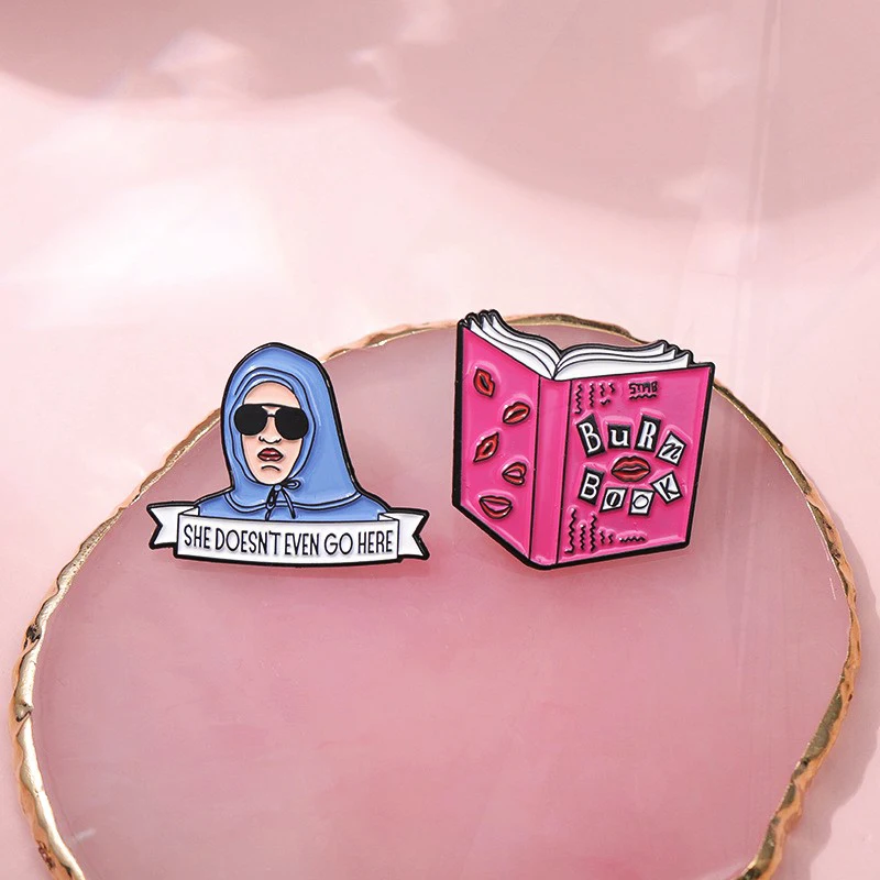 letters Pin cartoon book Book funny girl geometric clothing metal Pins Creative Pinsk series English