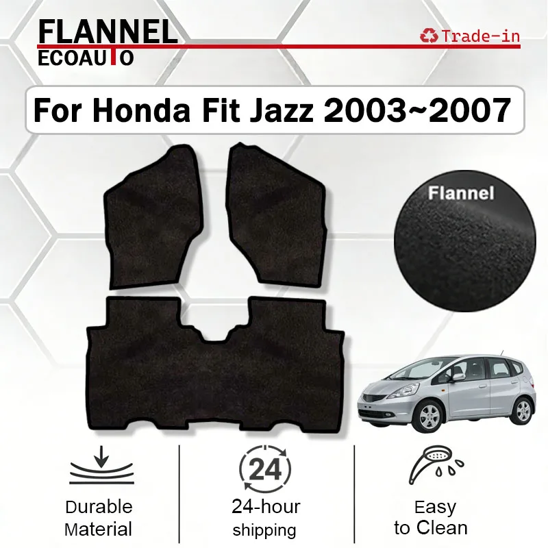 

Автомобильные коврики ECOAUTO из фланели для Honda Fit Jazz GD 2 3 4 5 GE 1 2 3 2003~2007, накладки на пол, ковровые покрытия, защитные коврики для ног