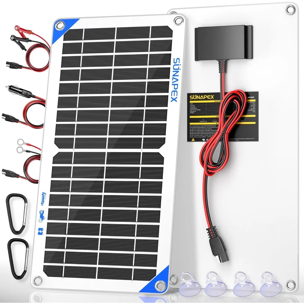 

12V 10W Waterproof Solar Trickle Charger Maintainer for Car RV Truck Boat Battery with Smart Controller