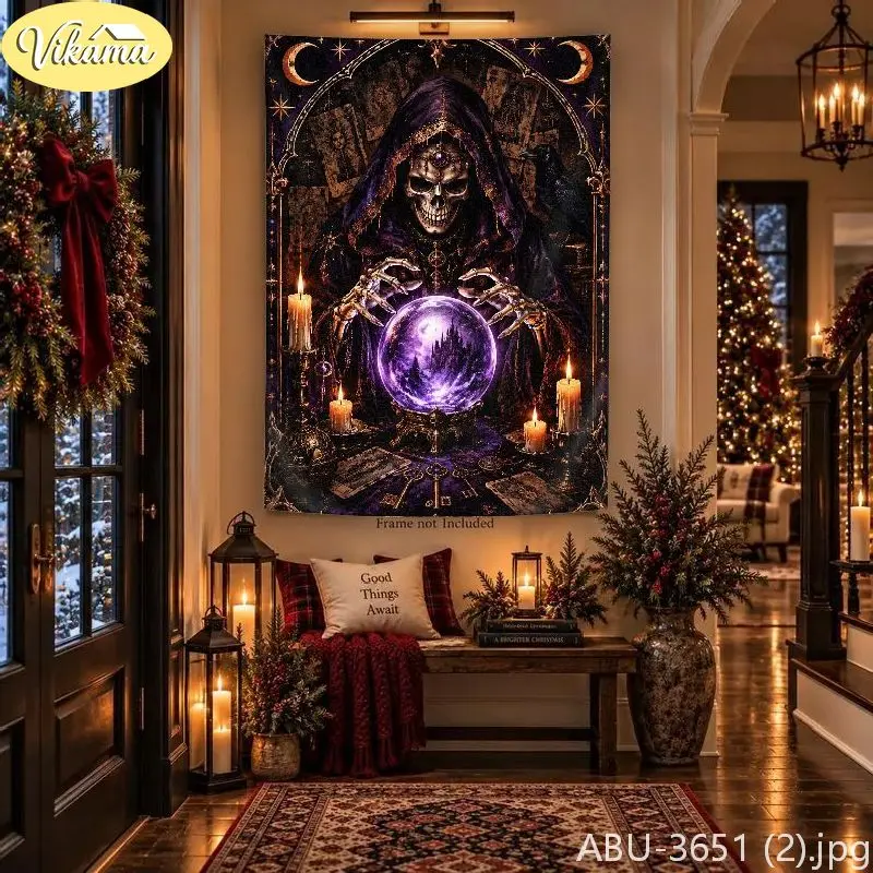 VIKAMA Hooded Figure Raven Dark Gothic Christmas Tapestry Wall Hanging, Wall Art for Bedroom Living Room Party Dorm Home Decor